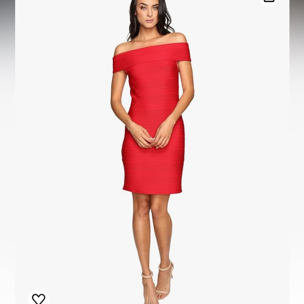 FLASH SALE Shoshanna Red Off-the-Shoulder Bodycon Ribbed Dress Size 8